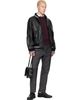Thom Browne Thom Browne Black Raglan Sleeve Oversized Leather Blouson Jacket - 4
