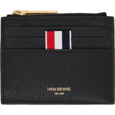 Thom Browne Thom Browne Black Soft Pebble Grain Zip Top Card Holder