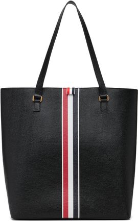 Thom Browne Thom Browne Black Vertical Pebble Grain Leather Tote
