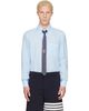 Thom Browne Thom Browne Blue Linen 4-Bar Shirt - 1