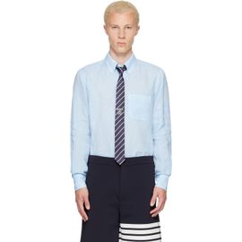 Thom Browne Thom Browne Blue Linen 4-Bar Shirt