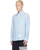 Thom Browne Thom Browne Blue Linen 4-Bar Shirt - 4