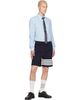 Thom Browne Thom Browne Blue Linen 4-Bar Shirt - 5