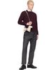 Thom Browne Thom Browne Burgundy Ottoman Milano Stitch 4-Bar Bomber Sweater - 4