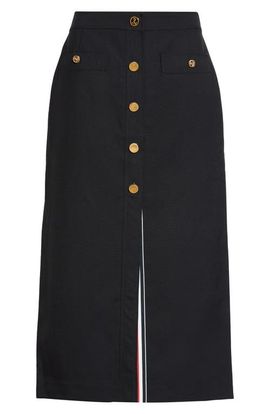 Thom Browne Thom Browne Button Front Wool Midi Skirt