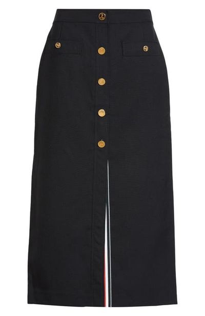 Thom Browne Thom Browne Button Front Wool Midi Skirt