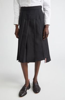 Thom Browne Thom Browne Classic Tipping Pleated Wool Skirt