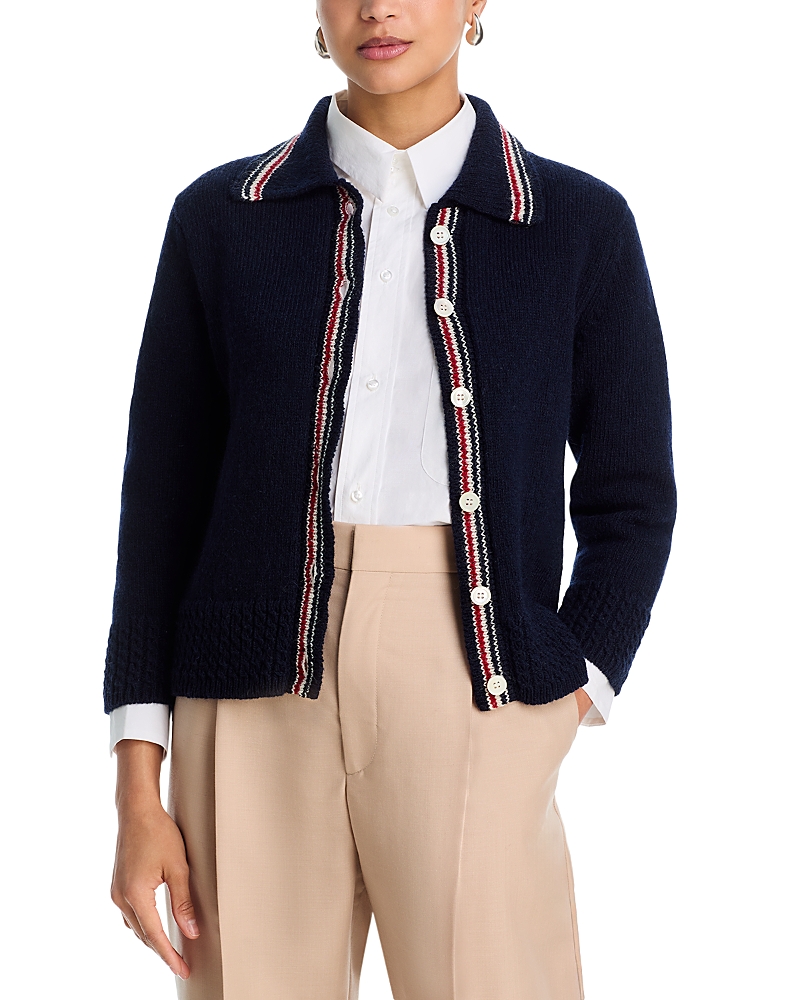 Thom Browne Thom Browne Collared Wool Blend Cardigan