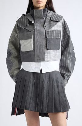 Thom Browne Thom Browne Cropped Tailored Wool Parka with Detachable Vest