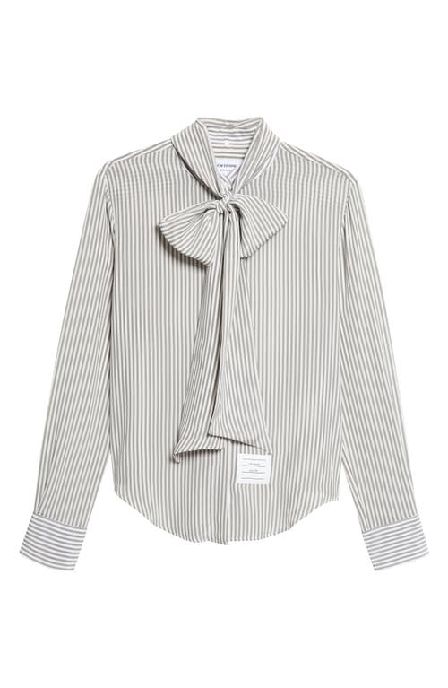 Thom Browne Thom Browne Detachable Collar Stripe Silk Button-Up Shirt
