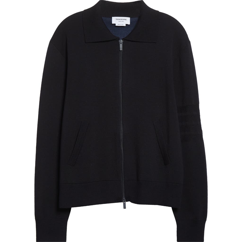 Thom Browne Thom Browne Double Face Zip Wool Blend Cardigan