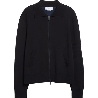 Thom Browne Thom Browne Double Face Zip Wool Blend Cardigan