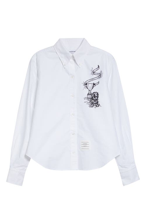 Thom Browne Thom Browne Embroidered Cotton Poplin Button-Down Shirt