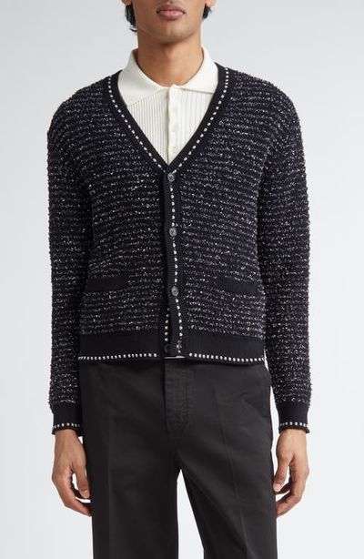 Thom Browne Thom Browne Eyelash Tweed Jacquard Knit Cardigan