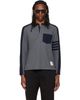 Thom Browne Thom Browne Gray & Navy Oversized Colorblock Rugby Polo - 1