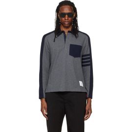Thom Browne Thom Browne Gray & Navy Oversized Colorblock Rugby Polo