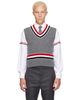 Thom Browne Thom Browne Gray Baby Cable V-Neck Cricket RWB Vest - 1