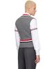 Thom Browne Thom Browne Gray Baby Cable V-Neck Cricket RWB Vest - 3
