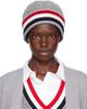 Thom Browne Thom Browne Gray Cable & Rib Merino Wool RWB Stripe Beanie - 1
