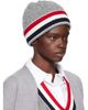 Thom Browne Thom Browne Gray Cable & Rib Merino Wool RWB Stripe Beanie - 2