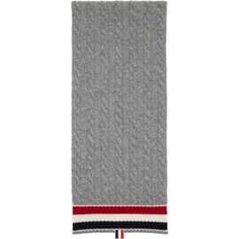 Thom Browne Thom Browne Gray Cable Knit Wool Scarf