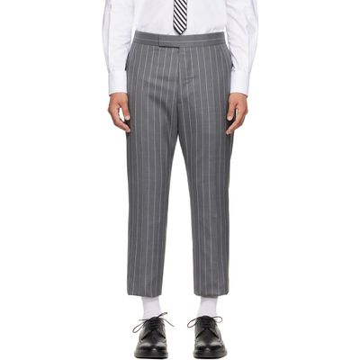 Thom Browne Thom Browne Gray Chalk Stripe Trousers
