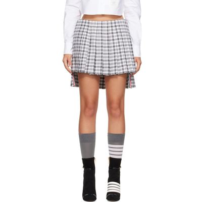 Thom Browne Thom Browne Gray Gunclub Heavy Twill Low Rise Pleated Miniskirt