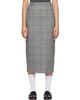 Thom Browne Thom Browne Gray High-Waisted Check Flannel Midi Skirt - 1