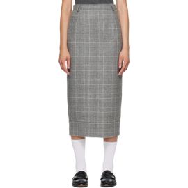Thom Browne Thom Browne Gray High-Waisted Check Flannel Midi Skirt
