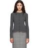 Thom Browne Thom Browne Gray Merino Wool Rib Stitch Cardigan - 1