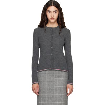 Thom Browne Thom Browne Gray Merino Wool Rib Stitch Cardigan