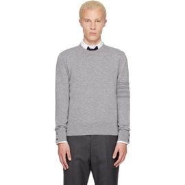 Thom Browne Thom Browne Gray Ottoman Milano Stitch 4-Bar Bomber Sweater