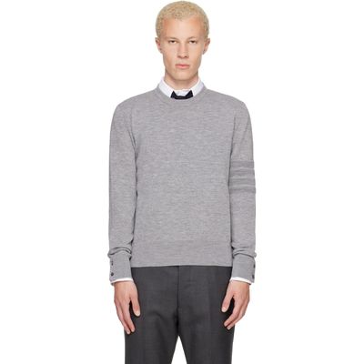 Thom Browne Thom Browne Gray Ottoman Milano Stitch 4-Bar Bomber Sweater