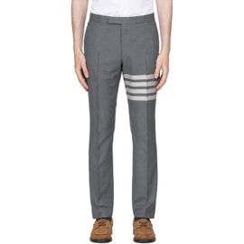 Thom Browne Thom Browne Gray Plain Weave 4-Bar Backstrap Trousers