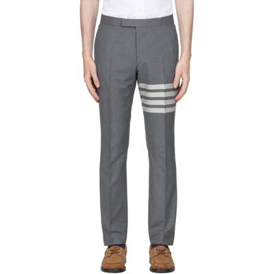Thom Browne Thom Browne Gray Plain Weave 4-Bar Backstrap Trousers