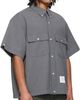 Thom Browne Thom Browne Gray S/S Track Shirt Flap Pockets Wool Shirt - 2