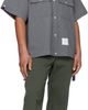 Thom Browne Thom Browne Gray S/S Track Shirt Flap Pockets Wool Shirt - 4