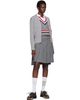 Thom Browne Thom Browne Gray Wool 4-Bar V-Neck Cardigan - 4