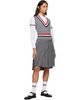 Thom Browne Thom Browne Gray Wool Seersucker Pleated Low Rise Miniskirt - 4