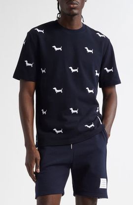 Thom Browne Thom Browne Hector Embroidered Cotton Piqué T-Shirt