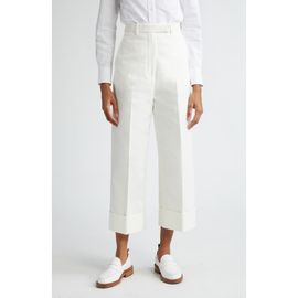Thom Browne Thom Browne High Waist Straight Leg Cotton Canvas Crop Pants