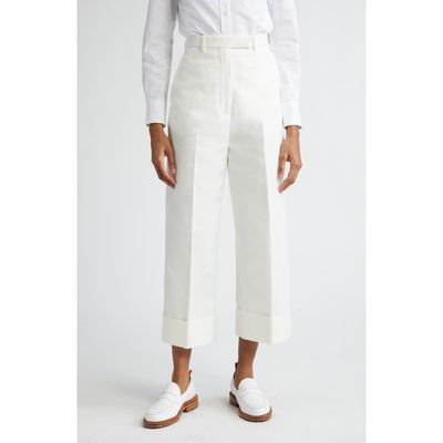 Thom Browne Thom Browne High Waist Straight Leg Cotton Canvas Crop Pants