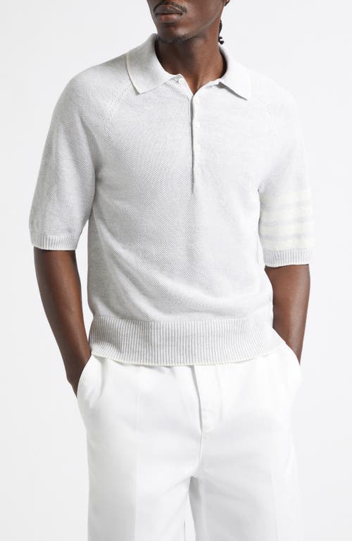 Thom Browne Thom Browne Linen & Cotton 4-Bar Relaxed Fit Polo