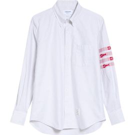 Thom Browne Thom Browne Lobster Embroidery Detail Stripe Cotton Button-Down Shirt