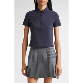 Thom Browne Thom Browne Milano Knit Cotton Polo with Anchor Embossed Buttons
