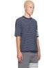 Thom Browne Thom Browne Navy & White Jersey 4-Bar Knit Pocket T-shirt - 2