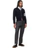 Thom Browne Thom Browne Navy & White Sail Boat Pin Stripe Jacquard Knit Tie - 3