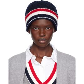 Thom Browne Thom Browne Navy Cable & Rib Merino Wool RWB Stripe Beanie