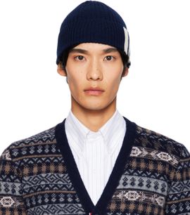 Thom Browne Thom Browne Navy Cashmere 4-Bar Cuff Beanie