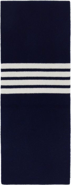 Thom Browne Thom Browne Navy Cashmere Rib 4-Bar Scarf